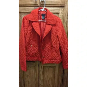 Women's light quilted red jacket with brushed nickel button closure RQT  size L